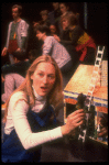 Meryl Streep (as Alice) (C) playing w. a doll house in a scene from the NY Shakespeare Festival production of the musical "Alice." (New York)