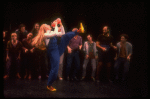 Meryl Streep (as Alice) dancing w. a bottle that says "Drink Me" in a scene from the NY Shakespeare Festival production of the musical "Alice." (New York)
