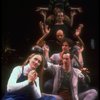 Meryl Streep (as Alice) w. (C-B) Rodney Hudson, Mark Linn-Baker and Michael Jeter in a scene from the NY Shakespeare Festival production of the musical "Alice." (New York)