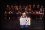Meryl Streep (as Alice) w. A. Plummer (6L), M. Linn-Baker (7L), D. Rush (8L) and M. Jeter (R) in scene fr. NY Shakespeare Festival production of the musical "Alice." (New York)