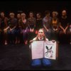 Meryl Streep (as Alice) w. A. Plummer (6L), M. Linn-Baker (7L), D. Rush (8L) and M. Jeter (R) in scene fr. NY Shakespeare Festival production of the musical "Alice." (New York)