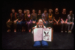 Meryl Streep (as Alice) w. A. Plummer (6L), M. Linn-Baker (7L), D. Rush (8L) and M. Jeter (R) in scene fr. NY Shakespeare Festival production of the musical "Alice." (New York)
