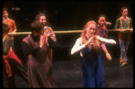 Meryl Streep (C, as Alice) w. Mark Linn-Baker (L) and Michael Jeter (R) in a scene from the NY Shakespeare Festival production of the musical "Alice." (New York)