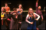Meryl Streep (C, as Alice) w. Deborah Rush (L) and Amanda Plummer (R) in a scene from the NY Shakespeare Festival production of the musical "Alice." (New York)