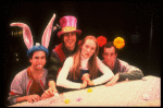 L-R) Mark Linn-Baker, Richard Cox, Meryl Streep (as Alice) and Michael Jeter in a scene from the NY Shakespeare Festival production of the musical "Alice." (New York)