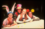 L-R) Mark Linn-Baker, Richard Cox, Meryl Streep (as Alice) and Michael Jeter in a scene from the NY Shakespeare Festival production of the musical "Alice." (New York)