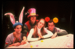 L-R) Mark Linn-Baker, Richard Cox, Meryl Streep (as Alice) and Michael Jeter in a scene from the NY Shakespeare Festival production of the musical "Alice." (New York)