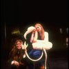 L-R) Composer Elizabeth Swados and actress Meryl Streep w. a stuffed flamingo on the set of NY Shakespeare Festival production of musical "Alice." (New York)