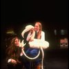 L-R) Composer Elizabeth Swados and actress Meryl Streep w. a stuffed flamingo on the set of NY Shakespeare Festival production of musical "Alice." (New York)