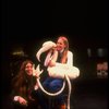 L-R) Composer Elizabeth Swados and actress Meryl Streep w. a stuffed flamingo on the set of NY Shakespeare Festival production of musical "Alice." (New York)