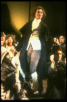 L-C) Mary Elizabeth Mastrantonio and Dennis Boutsikaris as Mozart in a scene from the Broadway production of the play "Amadeus." (New York)