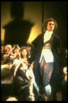 L-C) Mary Elizabeth Mastrantonio and Dennis Boutsikaris as Mozart in a scene from the Broadway production of the play "Amadeus." (New York)