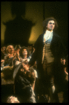 L-C) Mary Elizabeth Mastrantonio and Dennis Boutsikaris as Mozart in a scene from the Broadway production of the play "Amadeus." (New York)