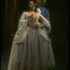 Frank Langella as Salieri embracing Mary Elizabeth Mastrantonio in a scene from the Broadway production of the play "Amadeus." (New York)