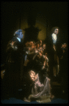 L-R) Frank Langella as Salieri, Mary Elizabeth Mastrantonio and Dennis Boutsikaris as Mozart from the Broadway production of play "Amadeus." (New York)