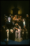 L-R) Frank Langella as Salieri, Mary Elizabeth Mastrantonio and Dennis Boutsikaris as Mozart from the Broadway production of play "Amadeus." (New York)