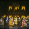 Mary Elizabeth Mastrantonio (L), Frank Langella (2L) as Salieri and Dennis Boutsikaris (4R) as Mozart in a scene from the Broadway production of the play "Amadeus." (New York)