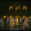 Mary Elizabeth Mastrantonio (L), Frank Langella (2L) as Salieri and Dennis Boutsikaris (4R) as Mozart in a scene from the Broadway production of the play "Amadeus." (New York)