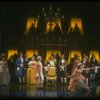 Mary Elizabeth Mastrantonio (L), Frank Langella (2L) as Salieri and Dennis Boutsikaris (4R) as Mozart in a scene from the Broadway production of the play "Amadeus." (New York)