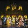 Mary Elizabeth Mastrantonio (L), Frank Langella (2L) as Salieri and Dennis Boutsikaris (4R) as Mozart in a scene from the Broadway production of the play "Amadeus." (New York)
