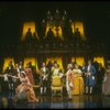 Mary Elizabeth Mastrantonio (L), Frank Langella (2L) as Salieri and Dennis Boutsikaris (4R) as Mozart in a scene from the Broadway production of the play "Amadeus." (New York)