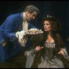 Actor David Dukes as composer Antonio Salieri w. Michele Seyler in a scene from the Broadway production of the play "Amadeus." (New York)