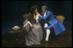 Actor David Dukes as composer Antonio Salieri w. Michele Seyler in a scene from the Broadway production of the play "Amadeus." (New York)