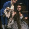 Actor David Dukes as composer Antonio Salieri w. Michele Seyler in a scene from the Broadway production of the play "Amadeus." (New York)