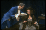 Actor David Dukes as composer Antonio Salieri w. Michele Seyler in a scene from the Broadway production of the play "Amadeus." (New York)