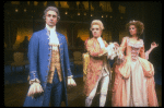 L-R) David Dukes as Salieri w. Michele Seyler and John Pankow as Mozart in a scene from the Broadway production of the play "Amadeus." (New York)