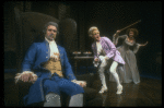 L-R) David Dukes as Salieri w. John Pankow as Mozart and Michele Seyler in a scene from the Broadway production of the play "Amadeus." (New York)