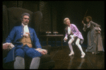 L-R) David Dukes as Salieri w. John Pankow as Mozart and Michele Seyler in a scene from the Broadway production of the play "Amadeus." (New York)