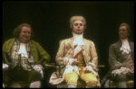 R-L) Patrick Hines, Nicholas Kepros and Paul Harding in a scene from the Broadway production of the play "Amadeus." (New York)