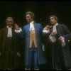 L-R) Gordon Gould, Frank Langella as Salieri and Edward Zang in a scene from the Broadway production of the play "Amadeus." (New York)