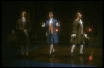 L-R) Gordon Gould, Frank Langella as Salieri and Edward Zang in a scene from the Broadway production of the play "Amadeus." (New York)
