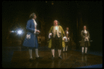 L-R) Frank Langella as Salieri, Patrick Hines, Louis Turenne and Paul Harding in a scene from the Broadway production of the play "Amadeus." (New York)