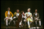 L-R) Frank Langella as Salieri, Patrick Hines, Dennis Boutsikaris as Mozart, Nicholas Kepros and Paul Harding from Broadway production of play "Amadeus." (New York)