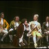 L-R) Frank Langella as Salieri, Patrick Hines, Dennis Boutsikaris as Mozart, Nicholas Kepros and Paul Harding from Broadway production of play "Amadeus." (New York)