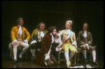 L-R) Frank Langella as Salieri, Patrick Hines, Dennis Boutsikaris as Mozart, Nicholas Kepros and Paul Harding from Broadway production of play "Amadeus." (New York)