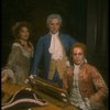 R-L) Tanya Pushkine, Daniel Davis as Salieri and Peter Crook as Mozart in a scene from a touring production of the play "Amadeus." (Scranton)