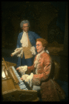 T-B) Daniel Davis as Salieri and Peter Crook as Mozart in a scene from a touring production of the play "Amadeus." (Scranton)