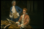 T-B) Daniel Davis as Salieri and Peter Crook as Mozart in a scene from a touring production of the play "Amadeus." (Scranton)