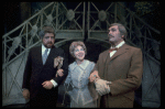 L-R) Actors David Sabin, Carmen Mathews and Howard Keel in a scene from the Broadway production of the musical "Ambassador." (New York)
