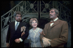 L-R) Actors David Sabin, Carmen Mathews and Howard Keel in a scene from the Broadway production of the musical "Ambassador." (New York)