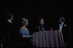 L-R) Michael Shannon, Danielle Darrieux, M'el Dowd and Howard Keel in a scene from the Broadway production of the musical "Ambassador." (New York)