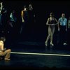L) Robert Lupone and dancers in a scene from the Broadway musical "A Chorus Line." (New York)