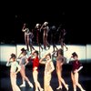 R-L) Sammy Williams, Pamela Blair, Donna McKechnie, Robert Lupone, Kelly Bishop and Priscilla Lopez in a scene from the Broadway musical "A Chorus Line." (New York)