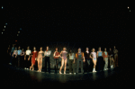 Curved image of cast on line in a scene from the Broadway musical "A Chorus Line." (New York)