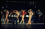 2L-C) Robert Lupone and Donna McKechnie dancing in a scene from the Broadway musical "A Chorus Line." (New York)