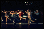 2L-C) Robert Lupone and Donna McKechnie dancing in a scene from the Broadway musical "A Chorus Line." (New York)